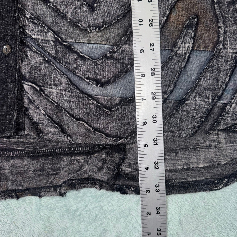 Women's Parsley & Sage Gray Black Tunic Top Size 1x Boho Patterned Artsy Button - Picture 10 of 12